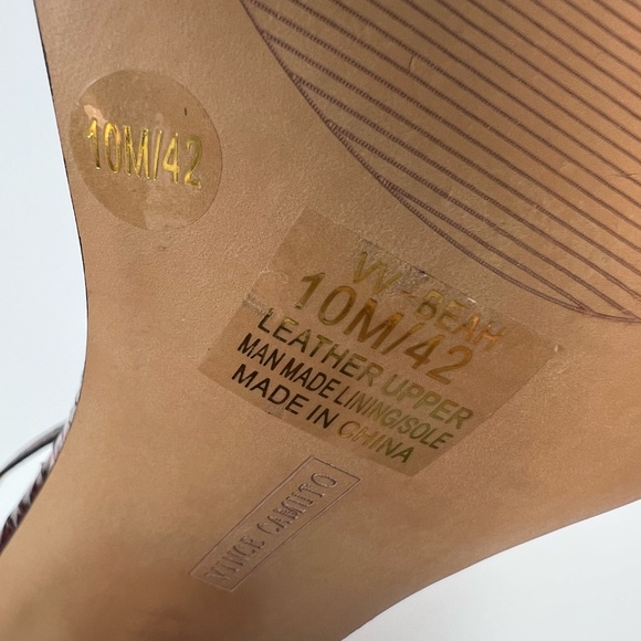 Vince Camuto Snakeskin Block Heel Sandal Burgundy Open Toe Ankle Strap Womens 10 - Picture 12 of 13